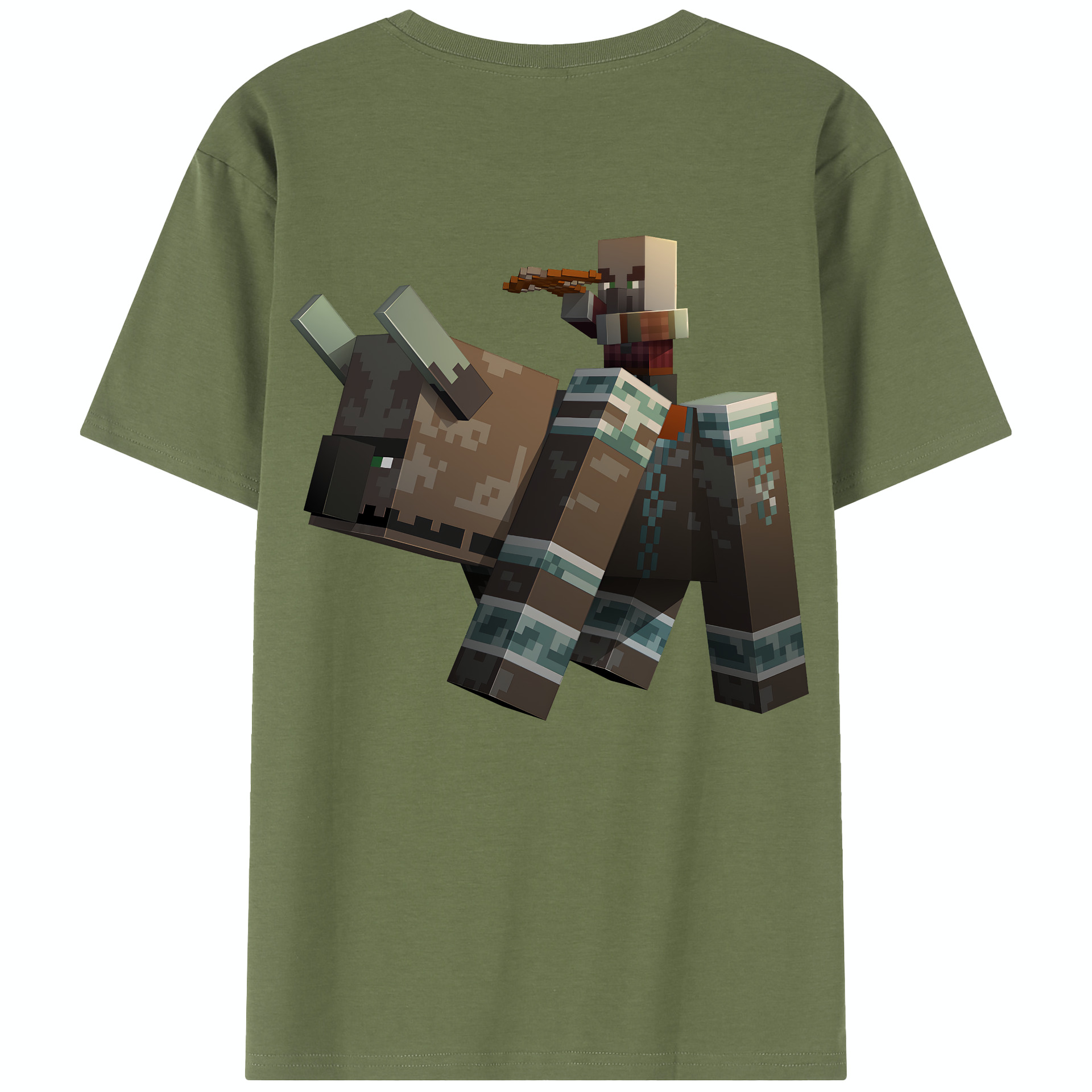 （画像用） マインクラフト ブロックの世界 Minecraft MC Block world 綿100％半袖Tシャツ（背面プリント）